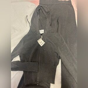 grey zip up matching zip up set